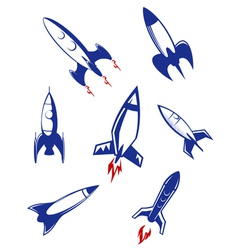 Space rockets and military missiles set vector image