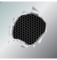 Hexagon metallic background under hole vector image