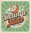 Orange juice retro poster vector image