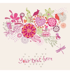 Ornament with flowers and birds vector image