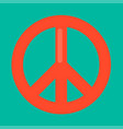Peace sign in red color isolated on green Peace sign in red color isolated on green vector image