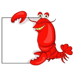 Lobster cartoon with blank sign vector image