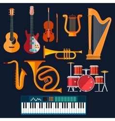Acoustic and electric musical instruments icons vector image