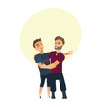 Male friendship - two boys men friends hugging vector image