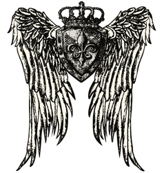 Classic shield emblem with wing vector image