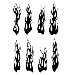 Set of black tribal flames for tattoo vector image