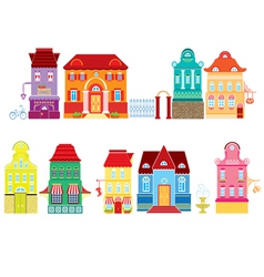 Set of Cartoons fairy tale drawing houses isolated vector image