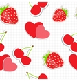 Seamless pattern with heart cherry strawberry vector image