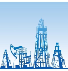 Oil rig silhouettes vector image