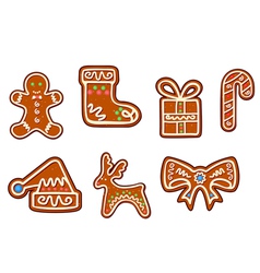 Gingerbread christmas holiday objects set vector image