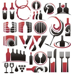 Set of wine icons symbols signs and logos Set of wine icons symbols signs and logos vector image