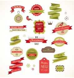 Christmas vintage labels elements and vector image