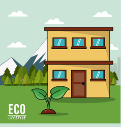 Eco lifestyle house plant landscape image Eco lifestyle house plant landscape image vector image