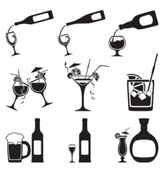 Glass and bottle set vector image