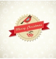 Christmas vintage background with bird sticker and vector image