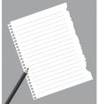 Notebook paper with pencil vector image