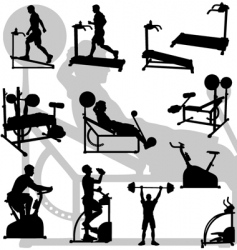 Male exercise silhouettes vector image