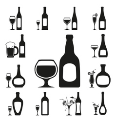 Glass and bottle set vector image