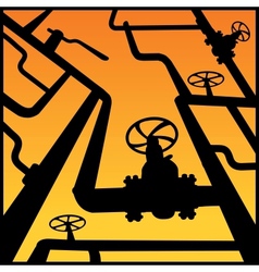 Gas valves over sunset vector image