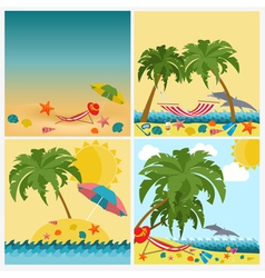 Travel Vacations Beach resort set icons Elements vector image