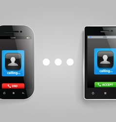 Photorealistic modern mobile phones connection Photorealistic modern mobile phones connection vector image