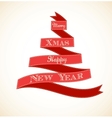 Christmas vintage greeting card with tree and vector image