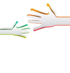 Helping Hand Paper Cut Hands Big Hand and Small Helping Hand Paper Cut Hands Big Hand and Small vector image