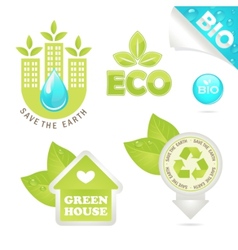 Set eco and bio icons vector image