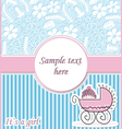 Postcard with baby in pram vector image