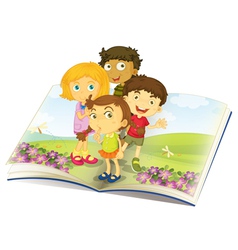 Kids on a Book vector image