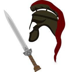 Roman helmet and sword vector image