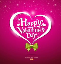 Happy Valentine Day lettering and green ribbons vector image