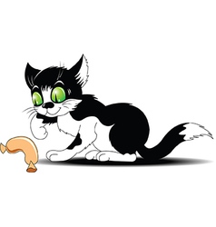 Cat and a sausage vector image