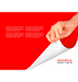 Red background with women hand vector image