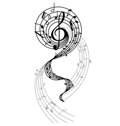 Abstract musical swirl with notes and sounds vector image