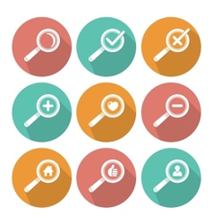 Flat style Magnifier icon set Flat style Magnifier icon set vector image