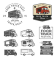 Set of food truck festival emblems badges and des vector image
