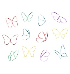 Butterflies color silhouettes Butterflies color silhouettes vector image