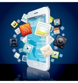 Icons Cloud around Touchscreen Smartphone Image vector image
