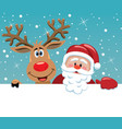 Santa claus and rudolph deer vector image