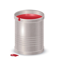 Metallic textured bucket with red paint vector image