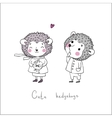 Cute cartoon hedgehogs Cute cartoon hedgehogs vector image