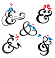 Ampersand sign with birds set vector image