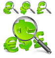 Dollar sign magnified green vector image