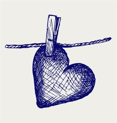 Heart in clothesline vector image