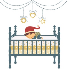 Baby sleeping in santa hat vector image