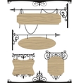 Wooden wrought iron vintage signs set vector image