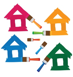 Set of coloured houses drawn by paint vector image