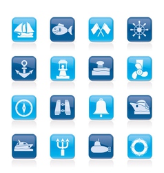 Sea and nautical icons vector image