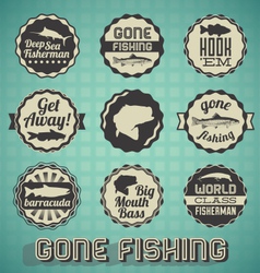 Vintage Gone Fishing Labels vector image